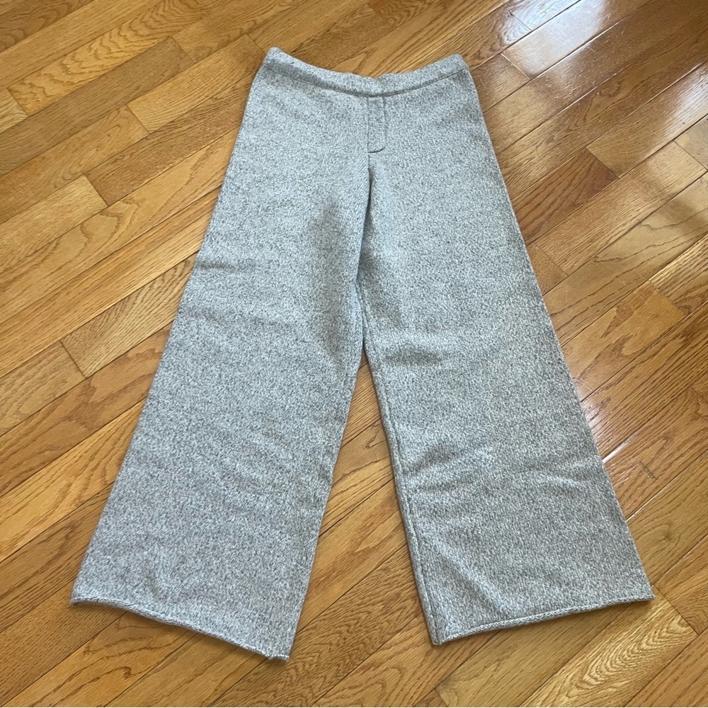Zara women’s cozy lounge wool blend wide leg pants casual Sz Large beige - Picture 4 of 13
